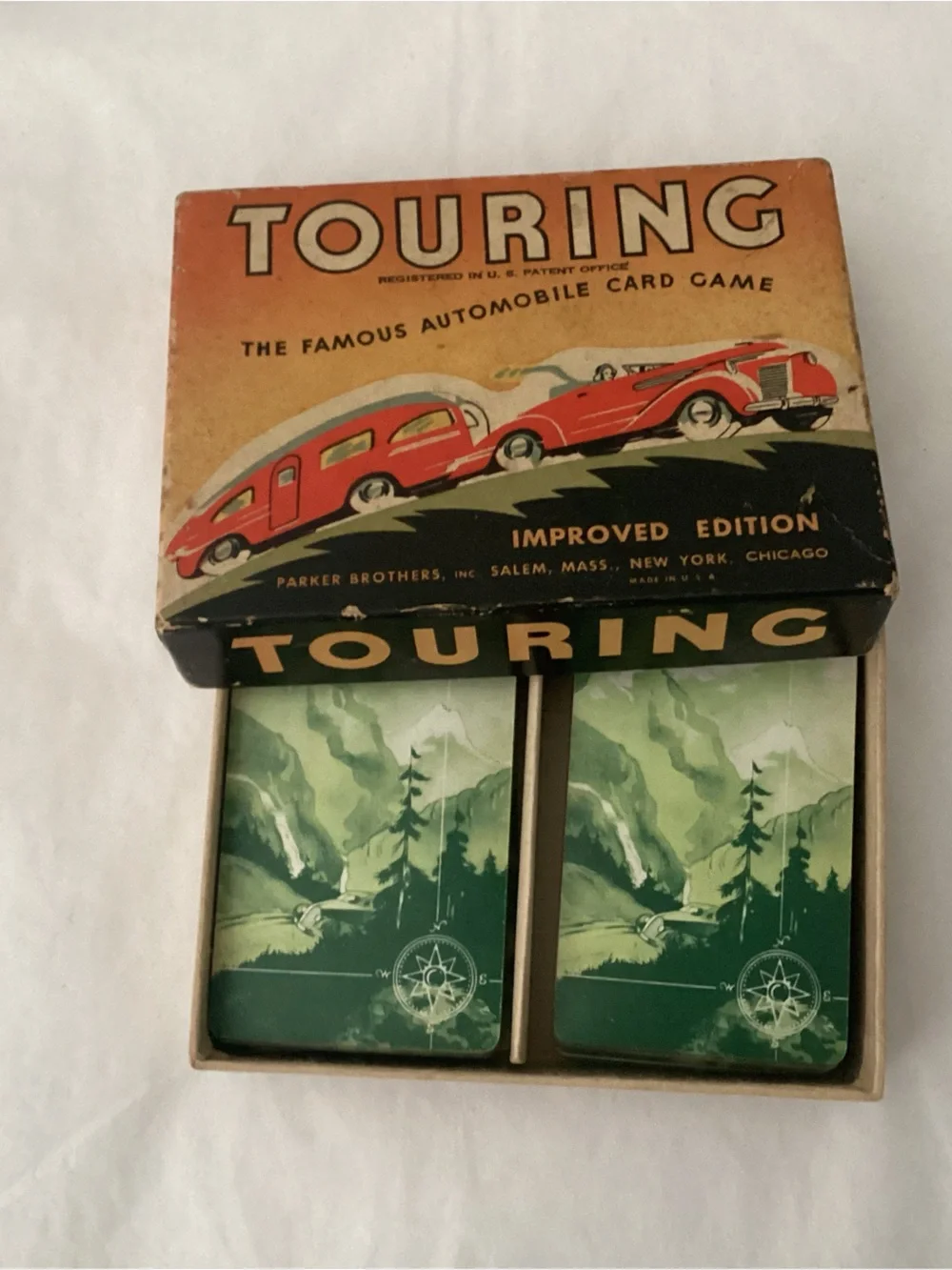 Vtg. Touring The Famous Automobile Card Game by Parker Brothers.  Salem, MA